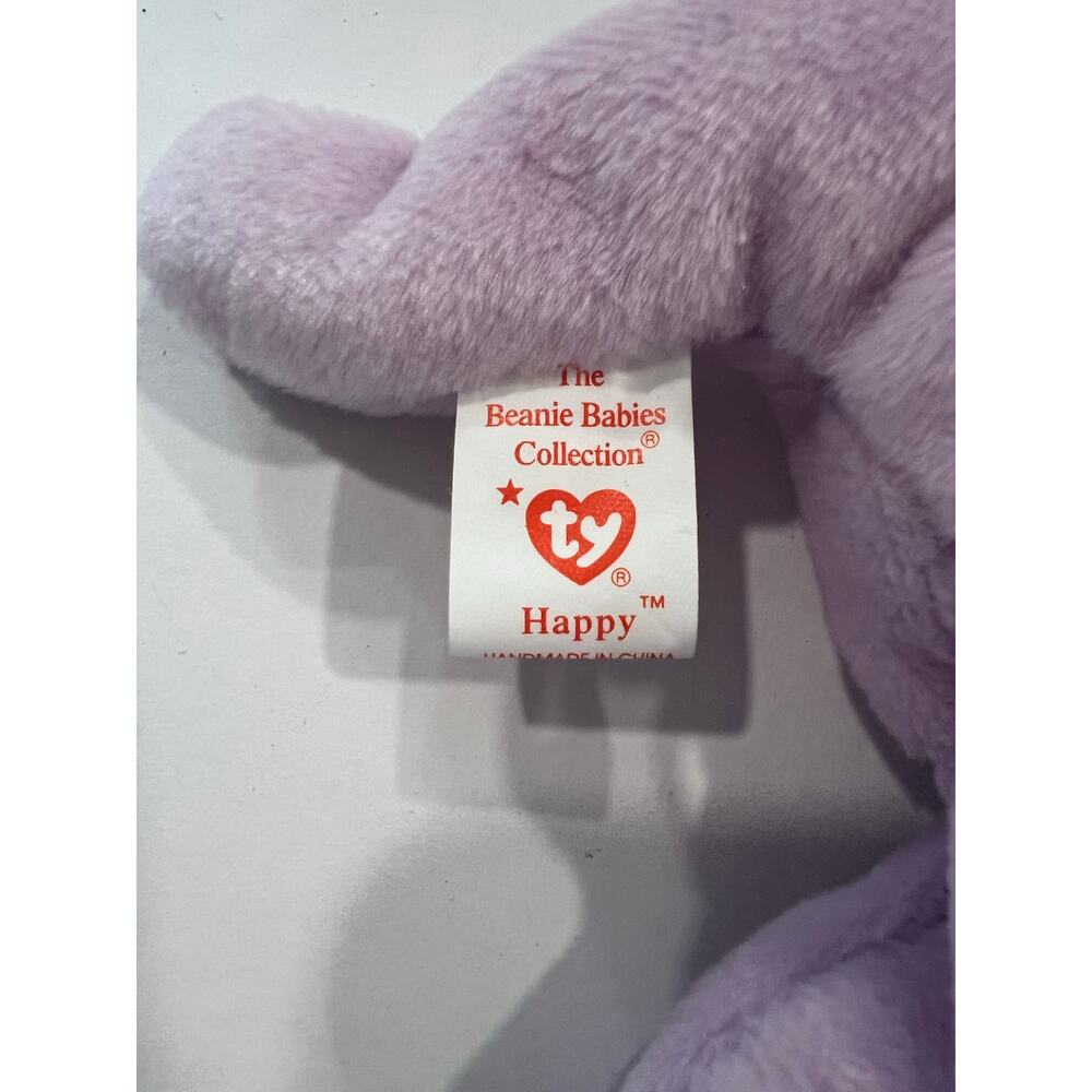 Ty Beanie Baby Happy the Hippo 1994 Beanbag Plush Stuffed Toy Collectible - Picture 11 of 12